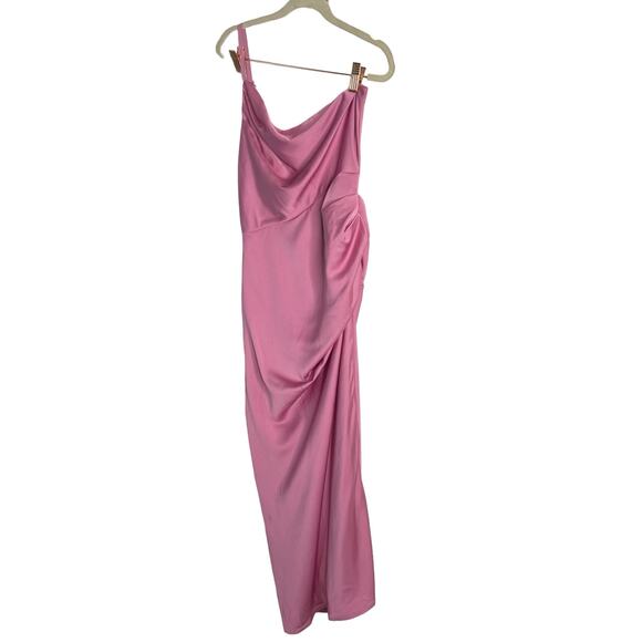 Lovers and Friends Amina Midi Dress Satin One Shoulder Side Slit Formalwear S - Picture 6 of 14